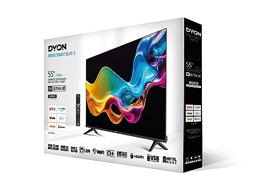 DYON Movie Smart 55 XT-3 - 55 Zoll 4K UHD Smart TV (2023) mit HD Triple Tuner, Prime Video, Netflix & HbbTV