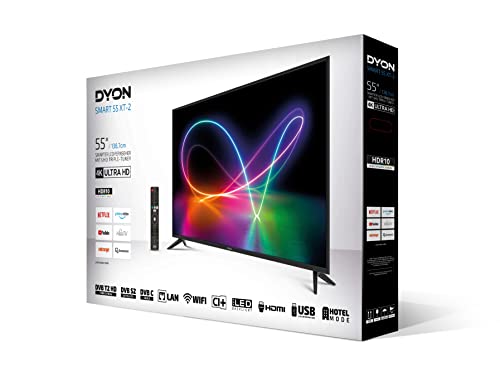 DYON Smart 55 XT-2 138,7 cm (55 Zoll) Fernseher (4K Ultra-HD Smart TV HD Triple Tuner (DVB-C/-S2/-T2) Prime Video Netflix & HbbTV) [Modelljahr 2022]