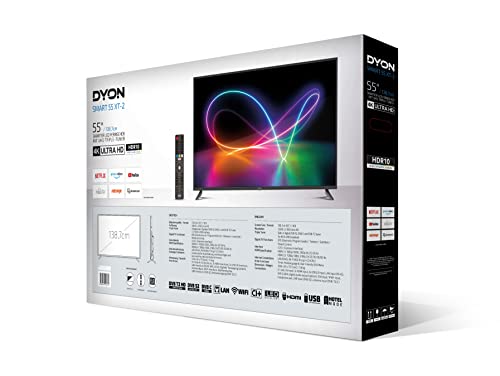 DYON Smart 55 XT-2 138,7 cm (55 Zoll) Fernseher (4K Ultra-HD Smart TV HD Triple Tuner (DVB-C/-S2/-T2) Prime Video Netflix & HbbTV) [Modelljahr 2022]