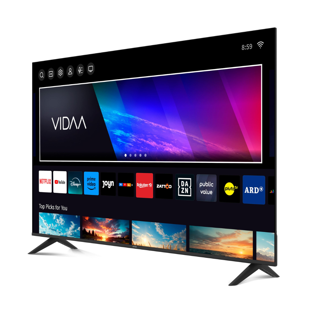 DYON Smart 65 VX - 65 Zoll 4K UHD Smart TV (2024) mit Triple Tuner, App Store, Prime Video, Netflix, YouTube, DAZN & Disney+