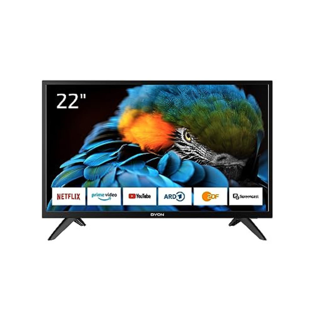 DYON Smart 22 XT-2 55 cm (22 Zoll) Fernseher (Full-HD Smart TV, HD Triple Tuner (DVB-C/-S2/-T2), Prime Video, Netflix & HbbTV) [Modelljahr 2023]